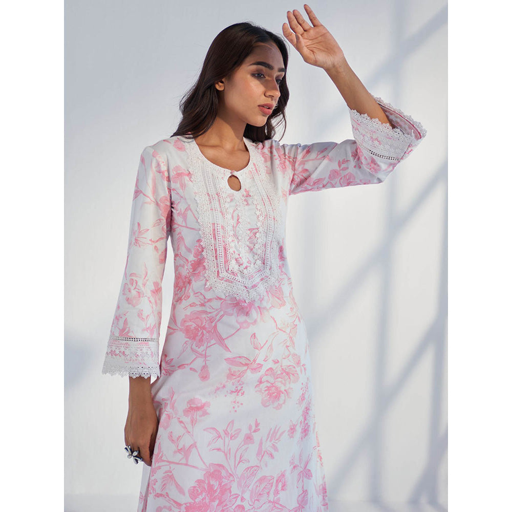 Roze Raya Pink Kurta with Pant & Dupatta (Set of 3)