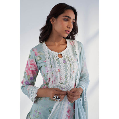 Roze Nyla Blue Kurta with Pant & Dupatta (Set of 3)