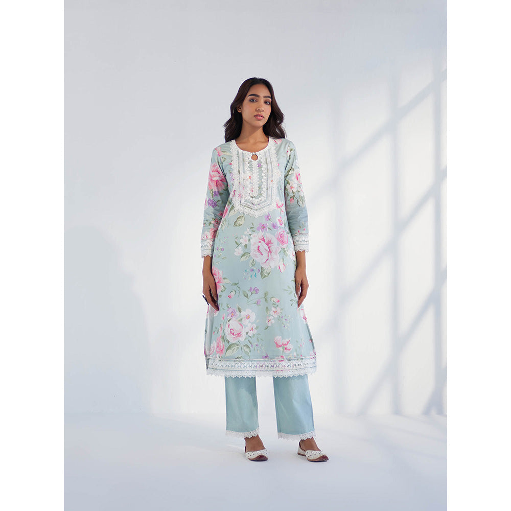 Roze Nyla Blue Kurta with Pant & Dupatta (Set of 3)