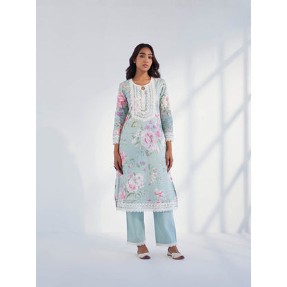 Roze Nyla Blue Kurta with Pant & Dupatta (Set of 3)