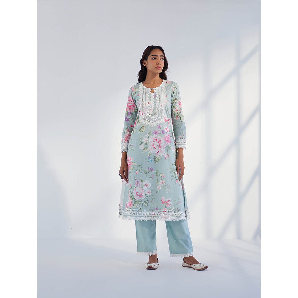 Roze Nyla Blue Kurta with Pant & Dupatta (Set of 3)
