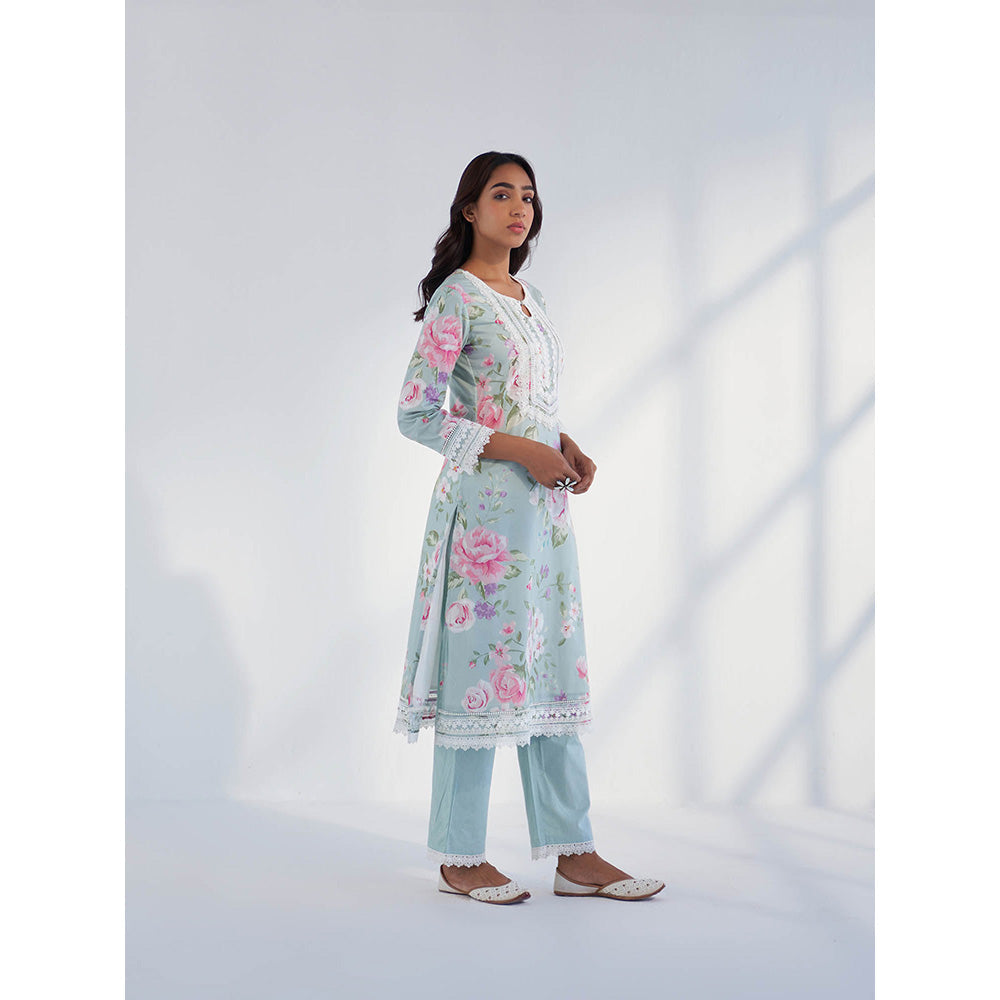 Roze Nyla Blue Kurta with Pant & Dupatta (Set of 3)