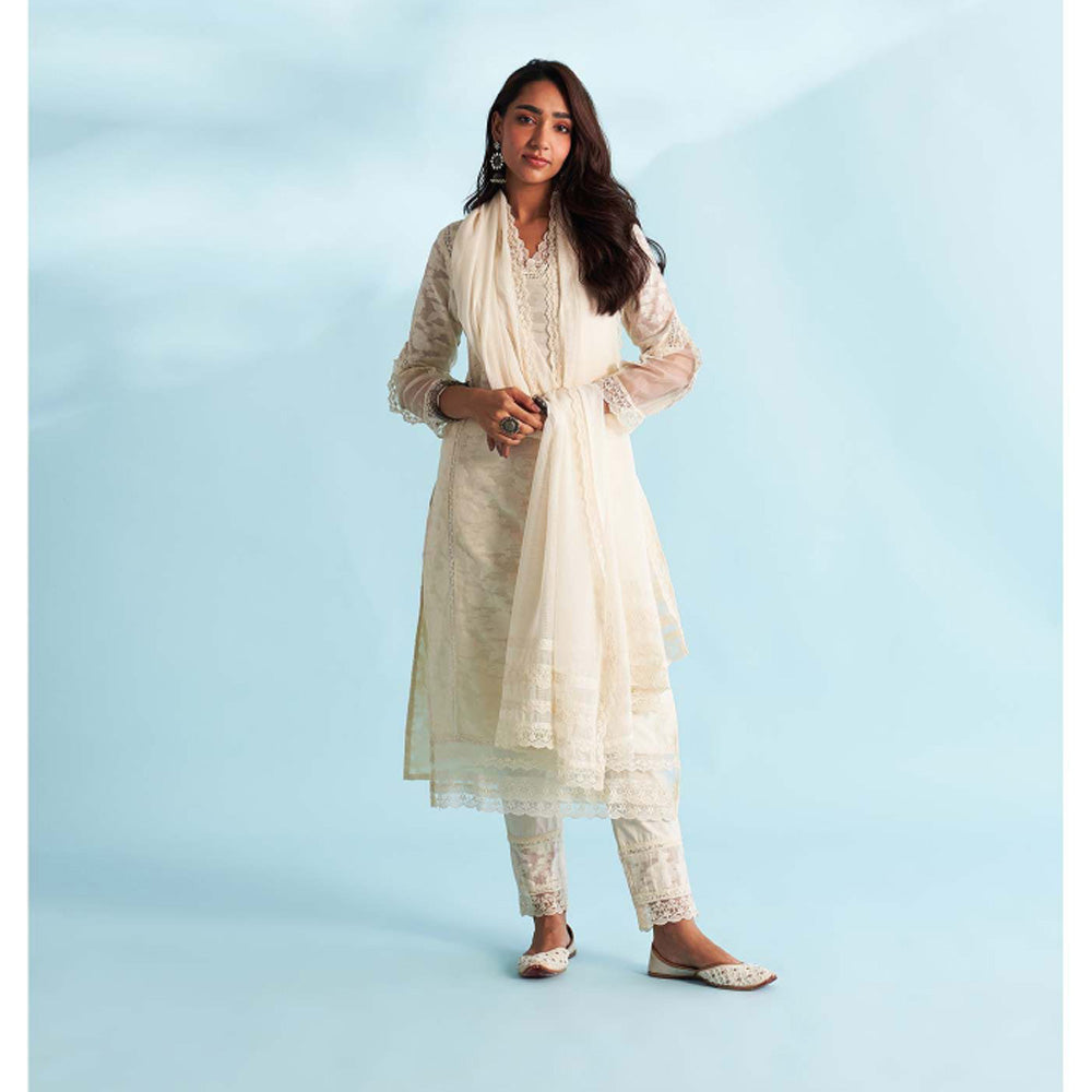 Roze Zaira Off White Dupatta