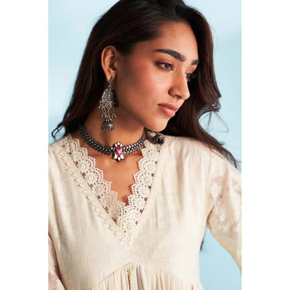 Roze Arisha Ivory Anarkali Kurta