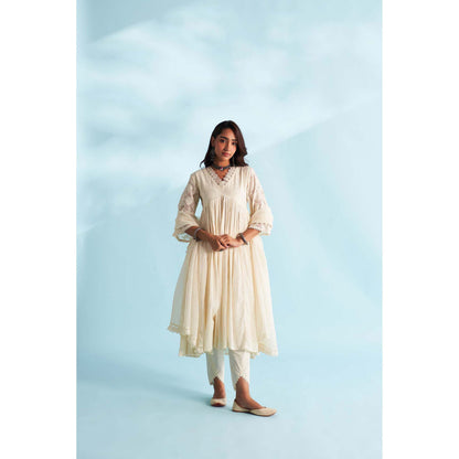 Roze Arisha Ivory Anarkali Kurta