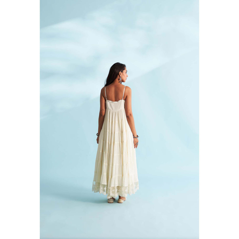 Roze Zoha Ivory Anarkali Kurta with Pant and Dupatta (Set of 3)