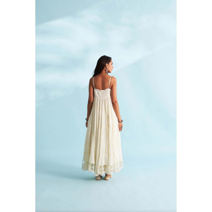 Roze Zoha Ivory Anarkali Kurta with Pant and Dupatta (Set of 3)