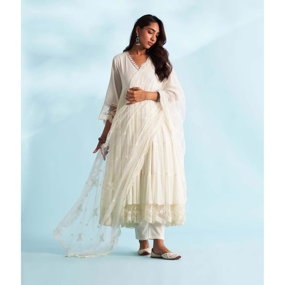Roze Naaz Ivory Anarkali Kurta with Pant and Dupatta (Set of 3)