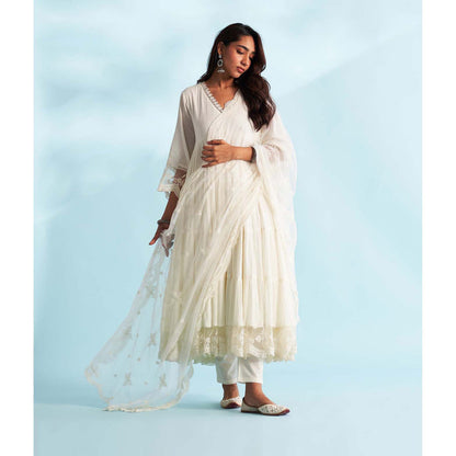 Roze Naaz Ivory Anarkali Kurta with Pant and Dupatta (Set of 3)