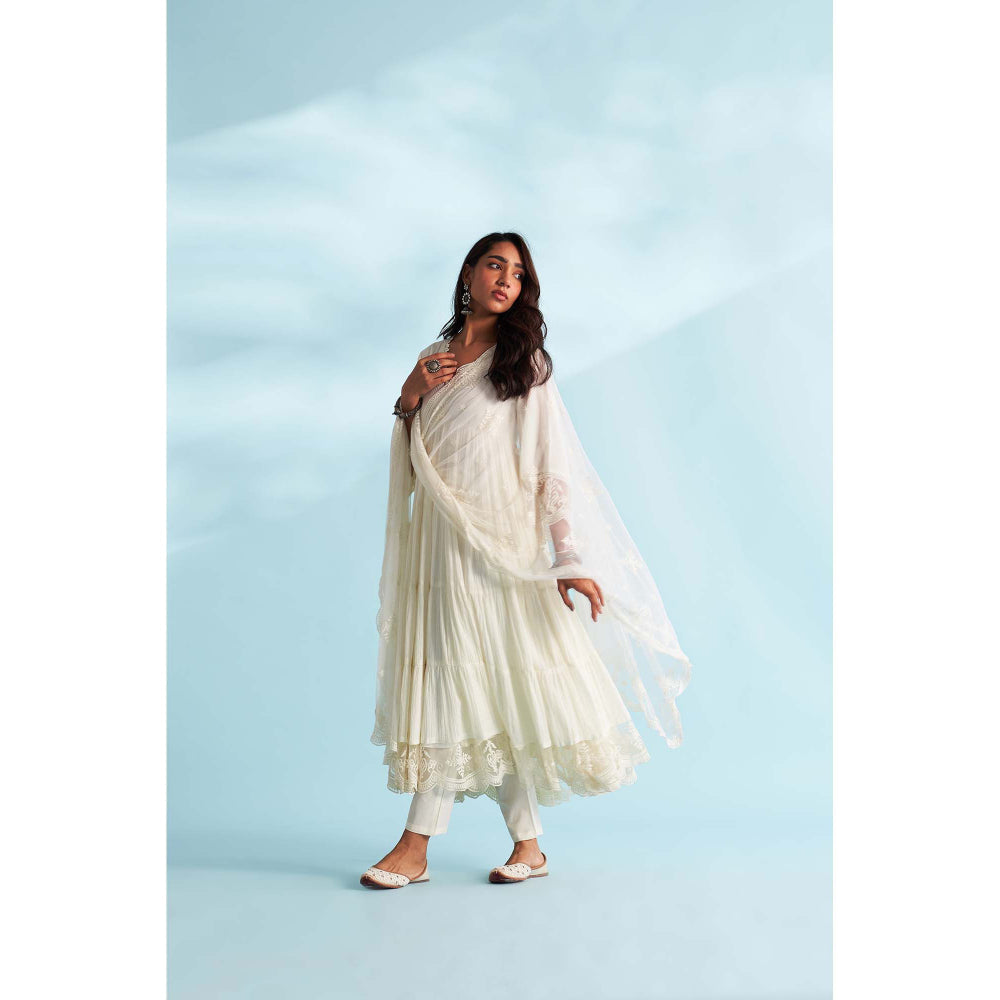 Roze Naaz Ivory Anarkali Kurta with Pant and Dupatta (Set of 3)