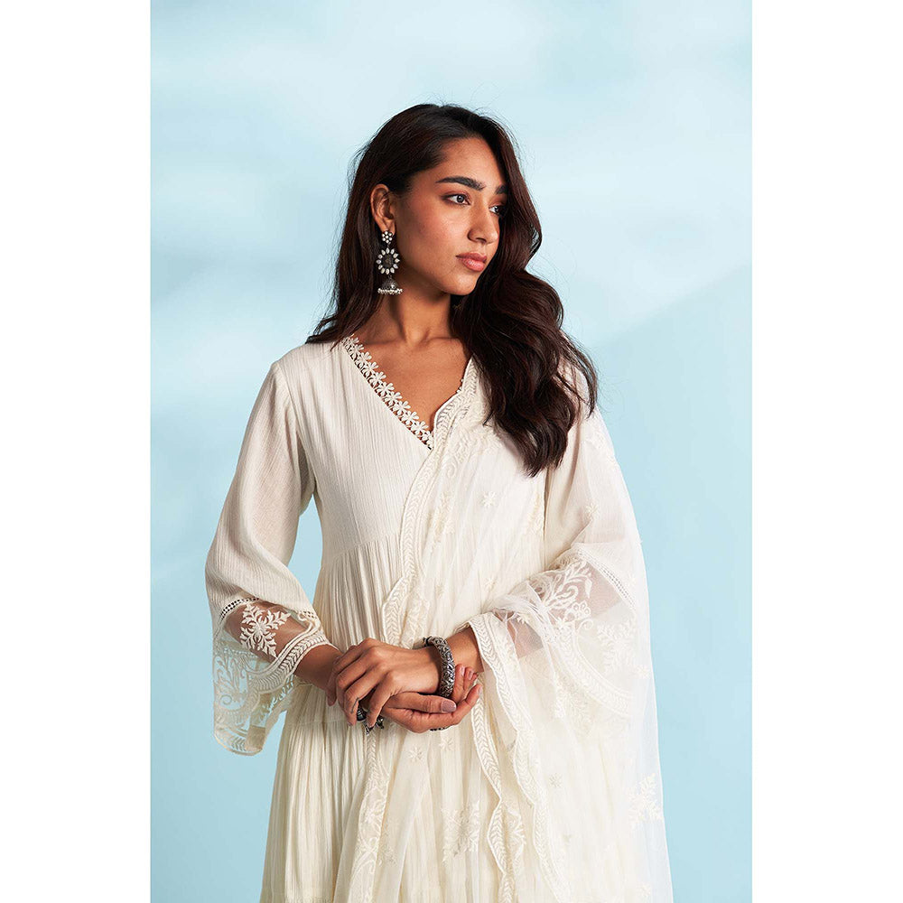 Roze Naaz Ivory Anarkali Kurta with Pant and Dupatta (Set of 3)