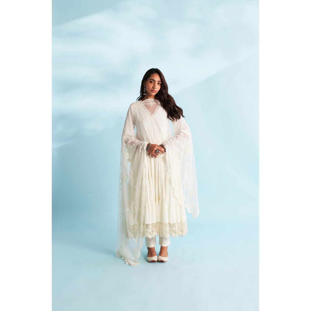 Roze Naaz Ivory Anarkali Kurta with Pant and Dupatta (Set of 3)