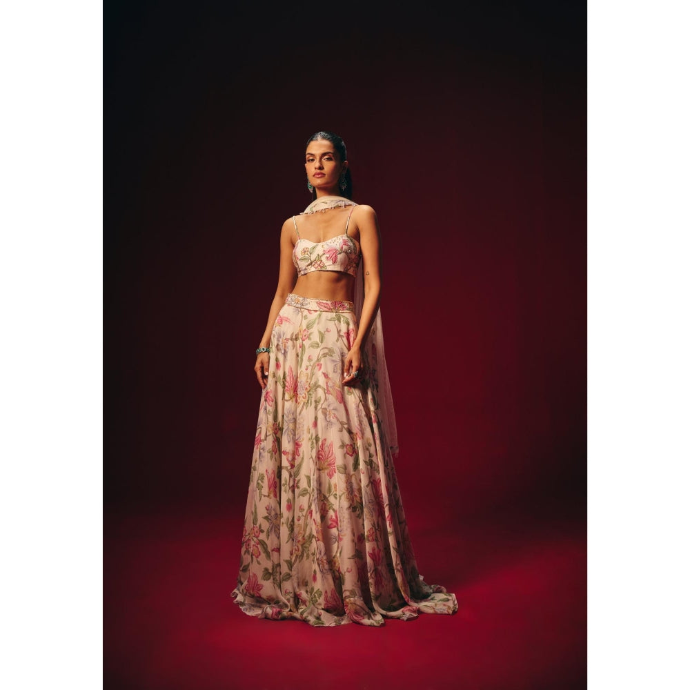 Roze Verona Embroidered Corset Top with Skirt