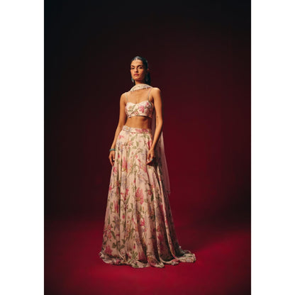 Roze Verona Embroidered Corset Top with Skirt