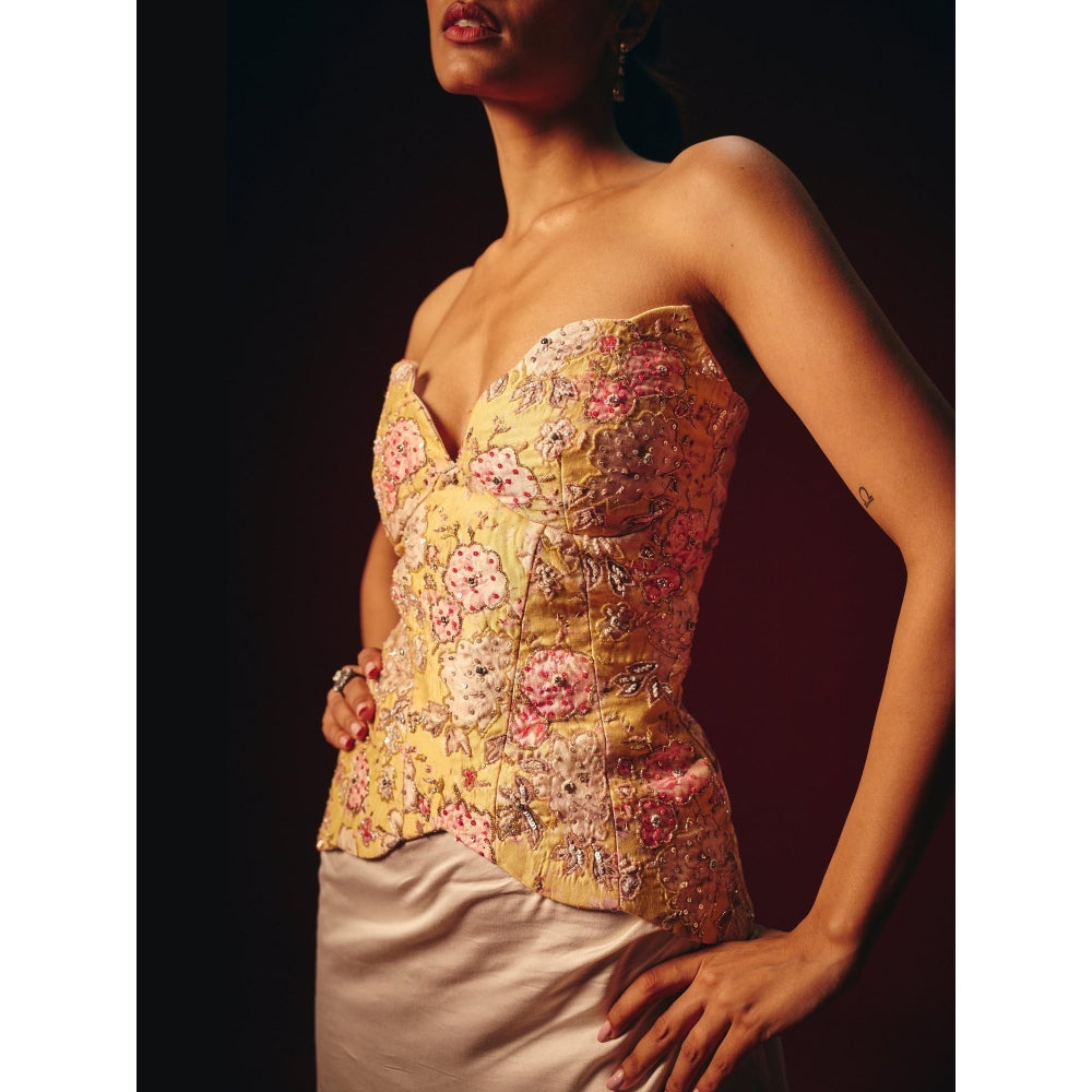 Roze Amalia Embroidered Corset Top with Skirt