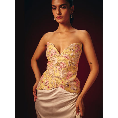 Roze Amalia Embroidered Corset Top with Skirt