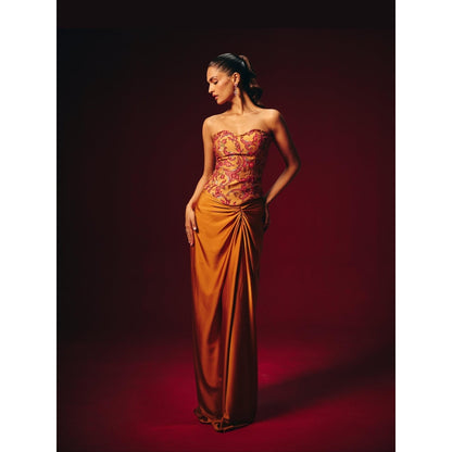 Roze Zeba Embroidered Corset Top with Skirt
