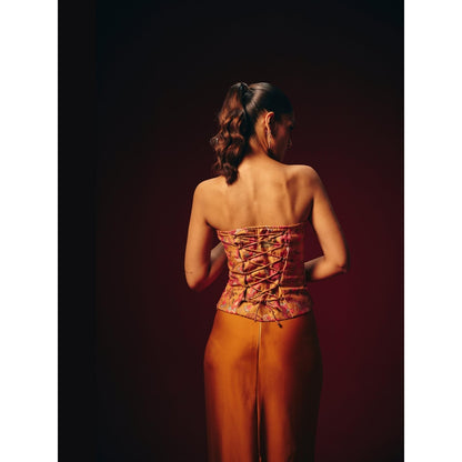 Roze Zeba Embroidered Corset Top with Skirt