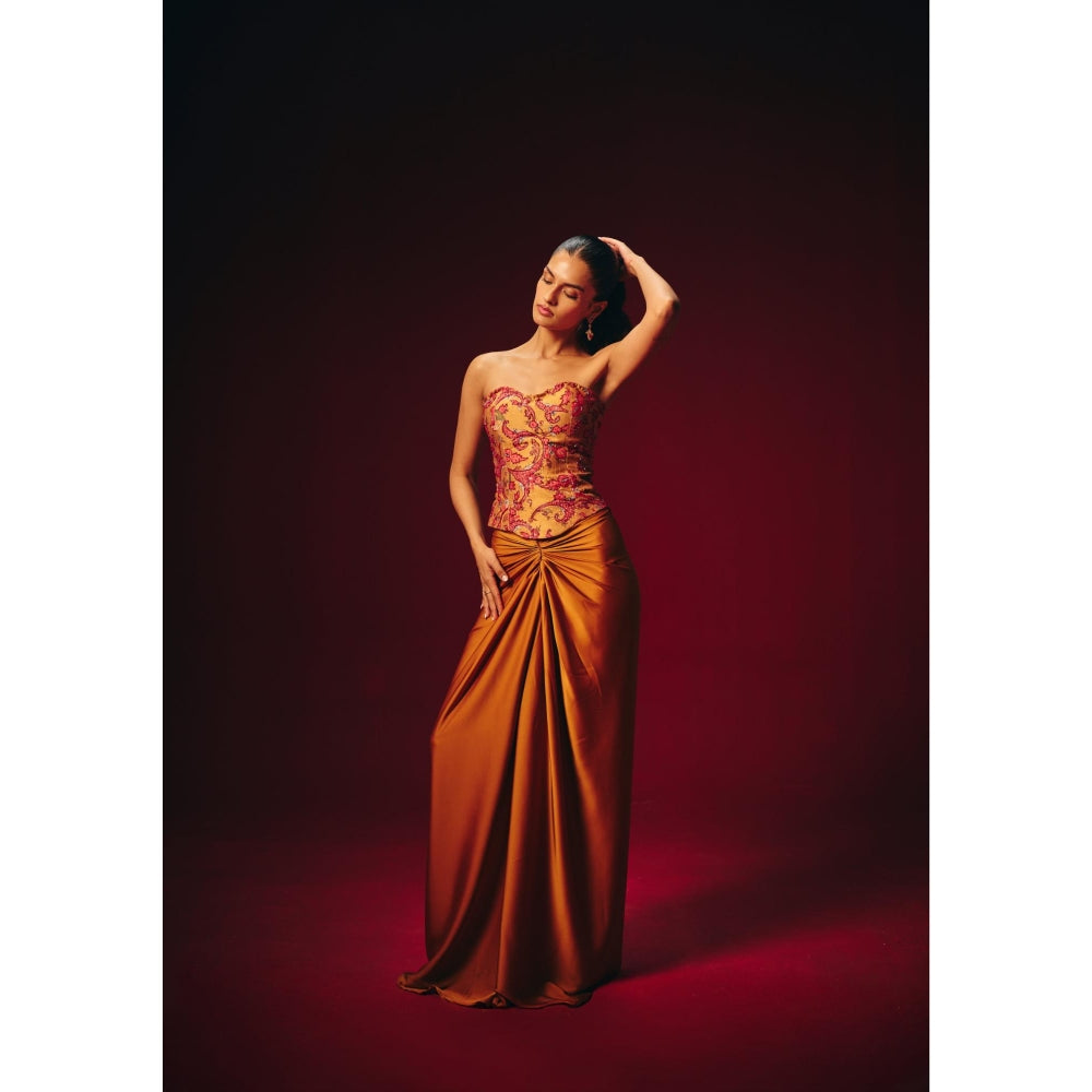 Roze Zeba Embroidered Corset Top with Skirt