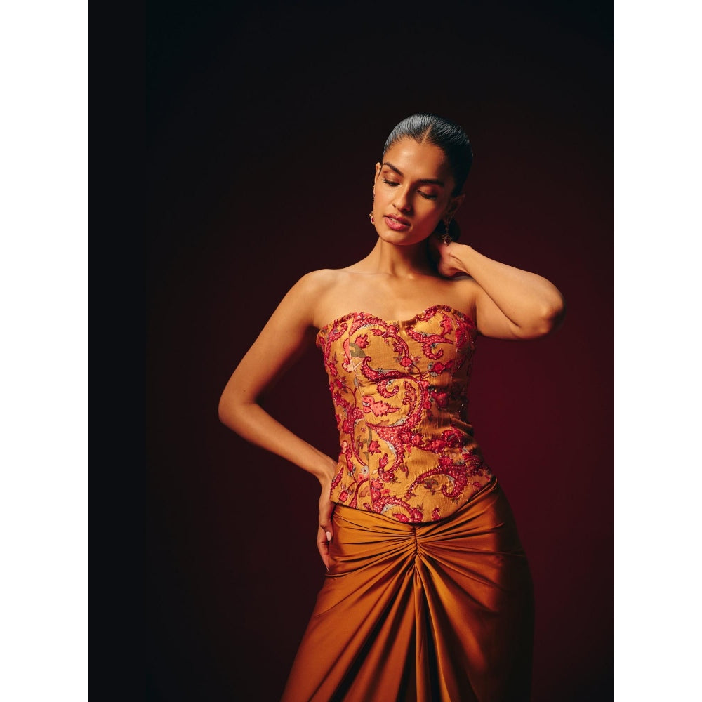 Roze Zeba Mustard Solid Maxi Skirt