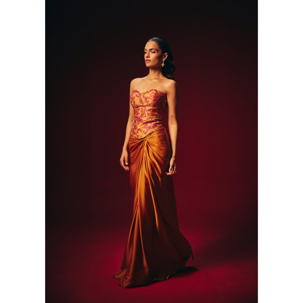 Roze Zeba Mustard Solid Maxi Skirt
