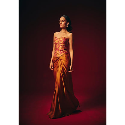 Roze Zeba Mustard Solid Maxi Skirt