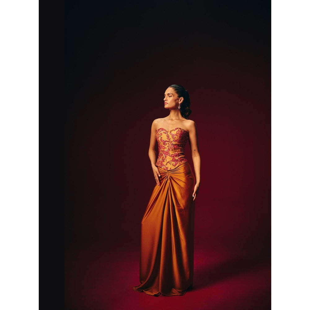 Roze Zeba Mustard Solid Maxi Skirt