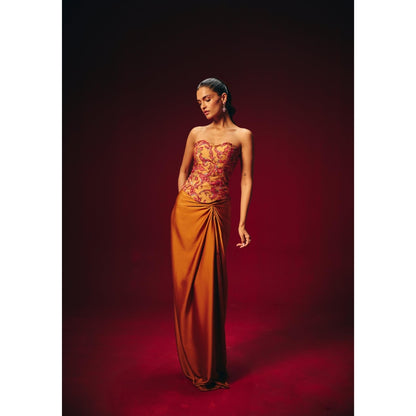 Roze Zeba Mustard Embroidered Corset Top