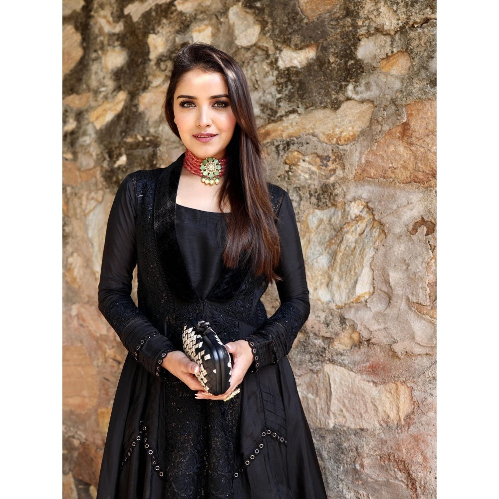 Rozina Black Floor length Anarkali (Set of 2)