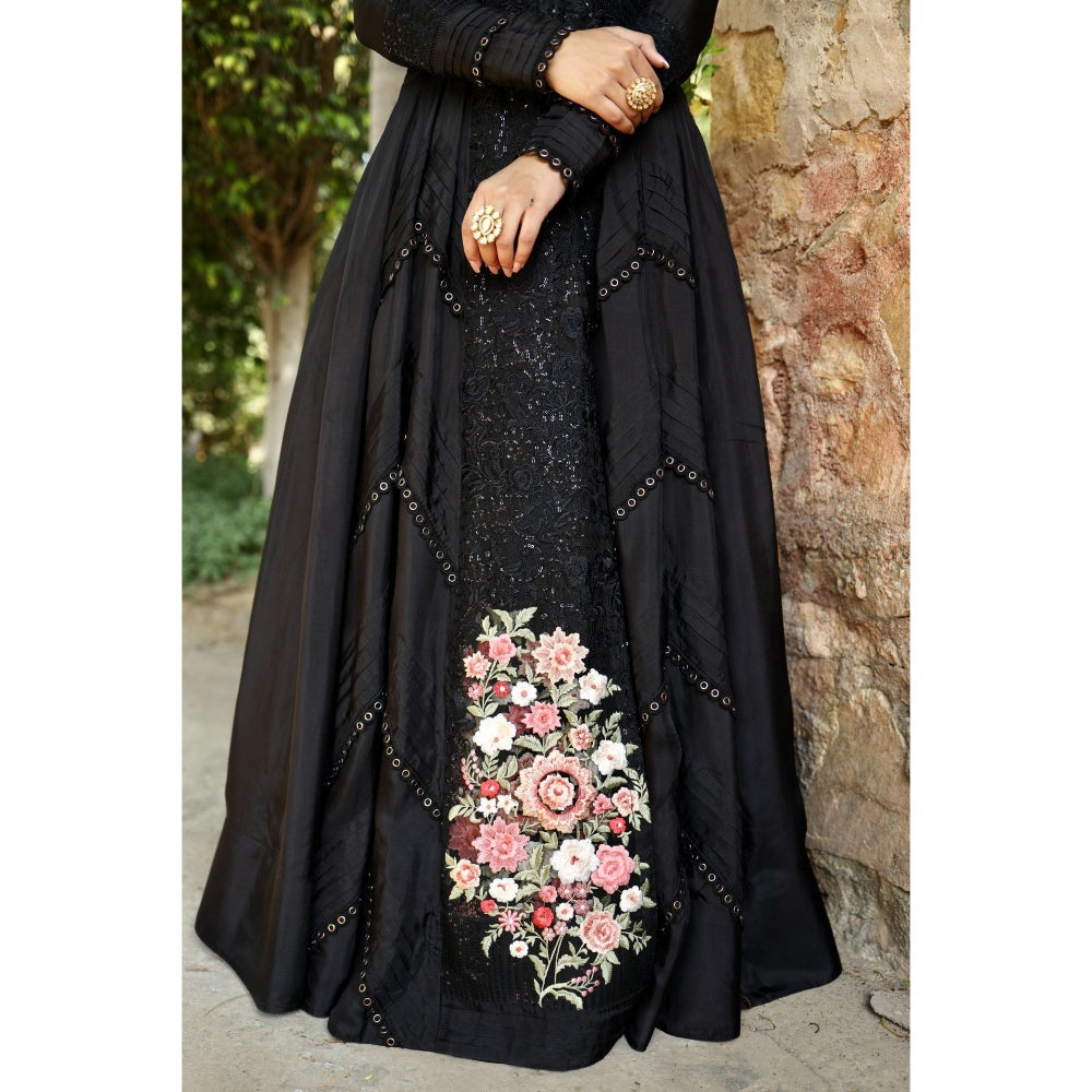 Rozina Black Floor length Anarkali (Set of 2)