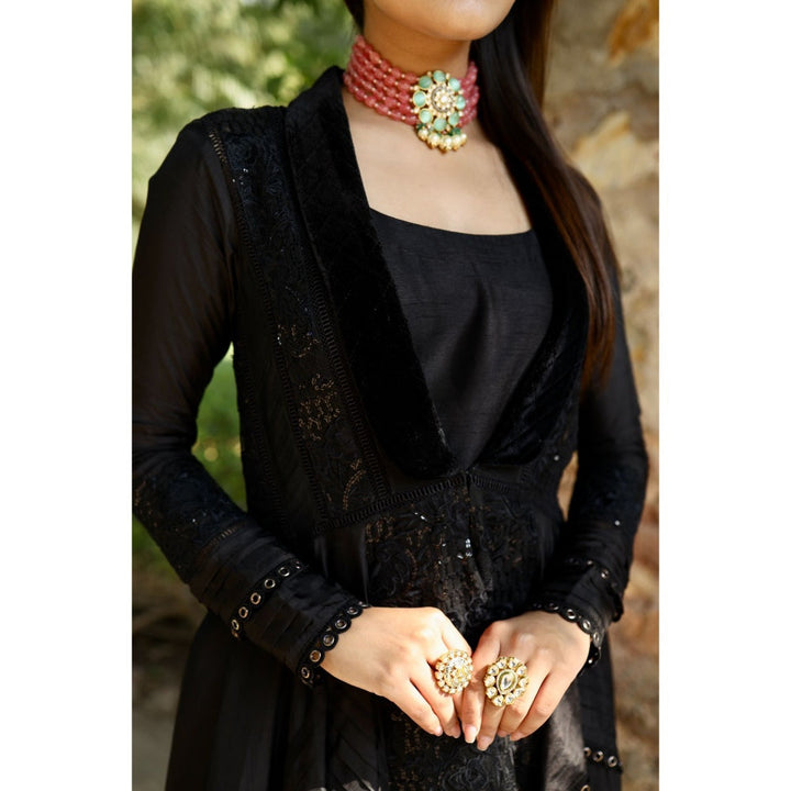 Rozina Black Floor length Anarkali (Set of 2)