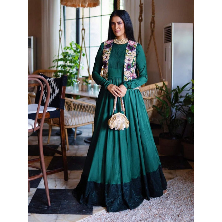 Rozina Green Anarkali and Koti (Set of 2)