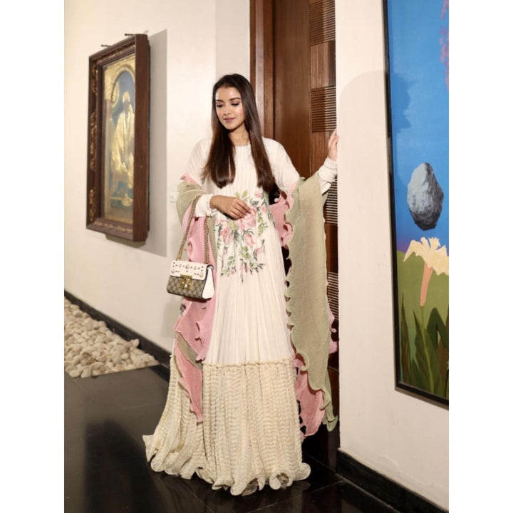 Rozina Cream Anarkali with a crushed dupatta (Set of 2)