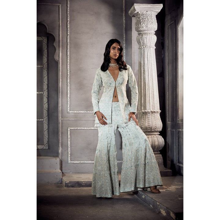 Embroidered Short Jacket Teamed With A Pair Of Co-ordinated Sharara (Set of 2)