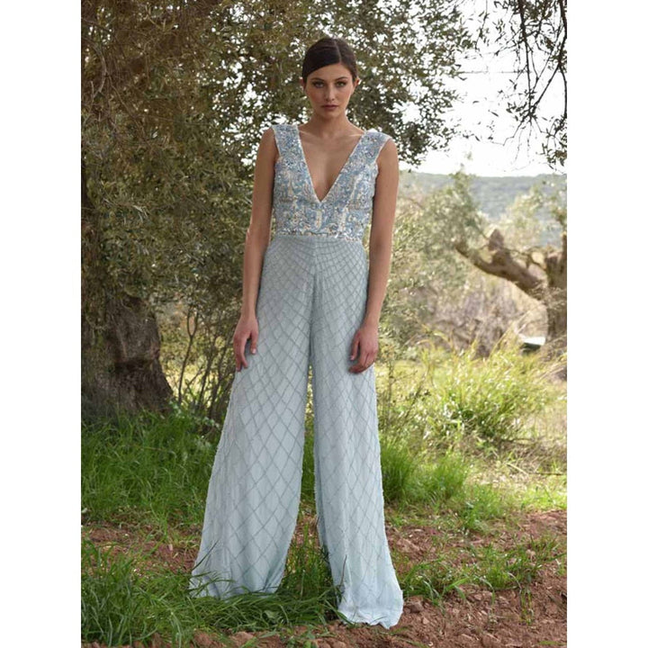 Rozina Blue Embroidered Jumpsuit