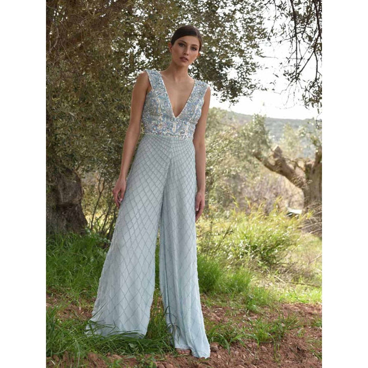 Rozina Blue Embroidered Jumpsuit