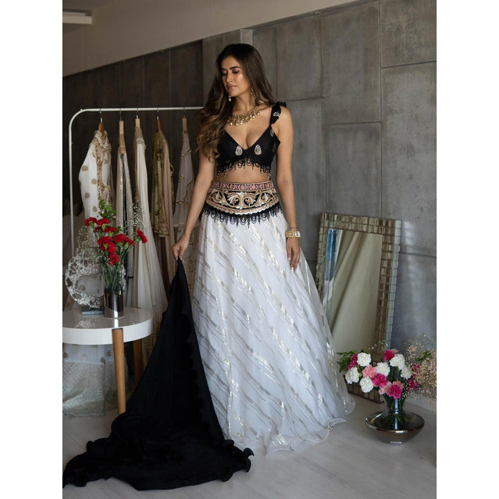 Rozina A Black Choli With An Off-White Ghagra And Black Dupatta (Set Of 3)