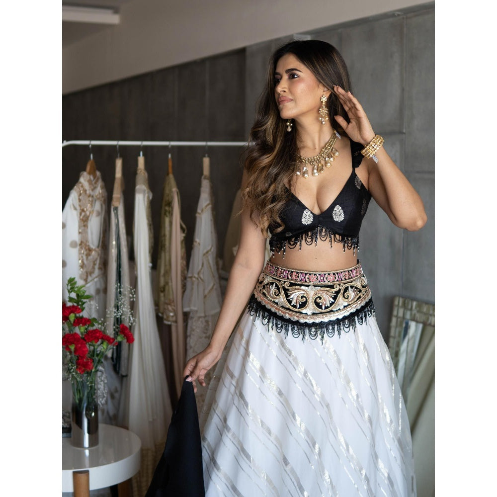 Rozina A Black Choli With An Off-White Ghagra And Black Dupatta (Set Of 3)