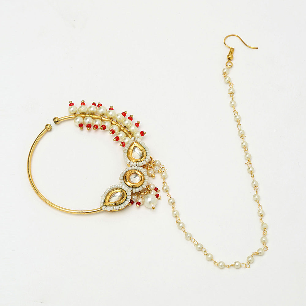 RUBY RAANG STUDIO Ruby Raang Red Tone Maharani Kundan Nose Ring