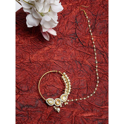 RUBY RAANG STUDIO Ruby Raang Red Tone Maharani Kundan Nose Ring