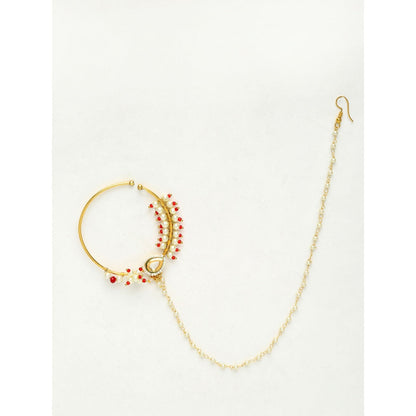 RUBY RAANG STUDIO Ruby Raang Beaded Maharani Kundan Nose Ring