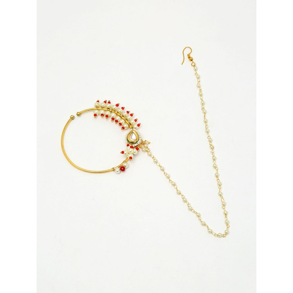 RUBY RAANG STUDIO Ruby Raang Beaded Maharani Kundan Nose Ring
