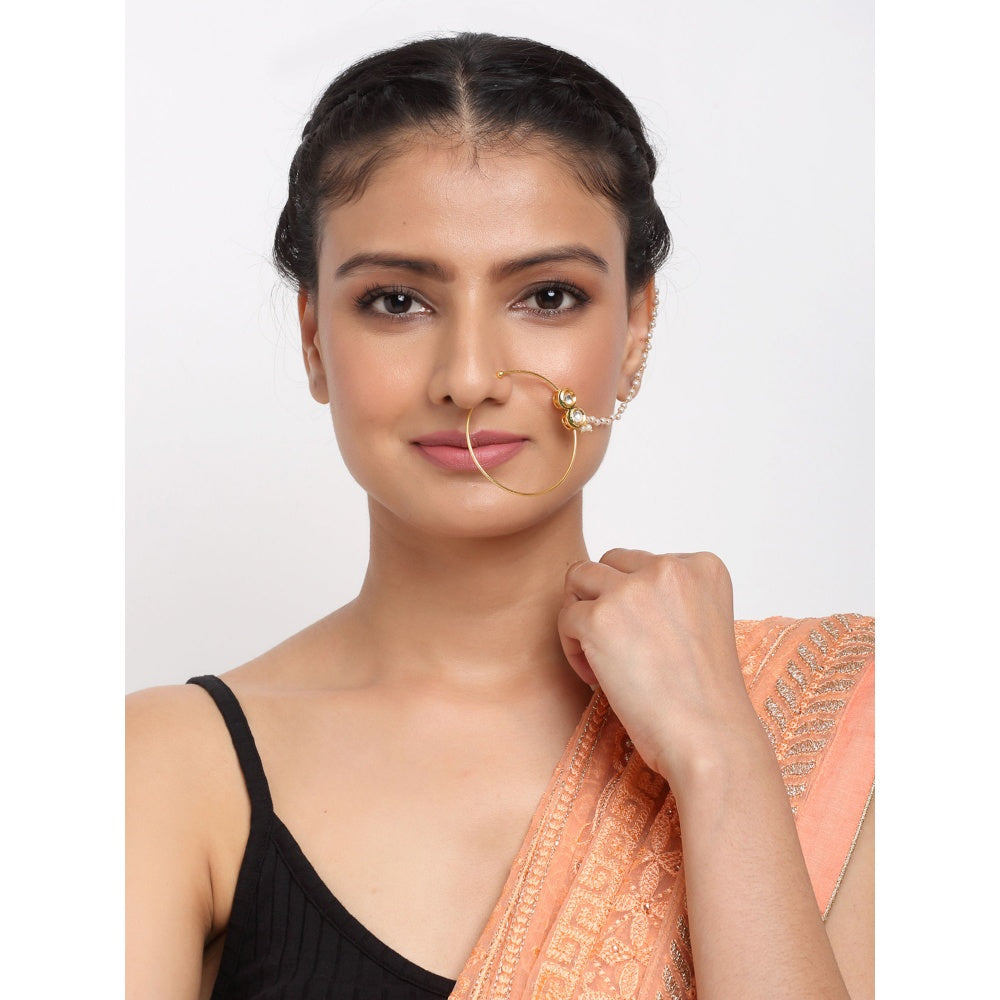 RUBY RAANG STUDIO Ruby Raang Double Kundan Nose Ring