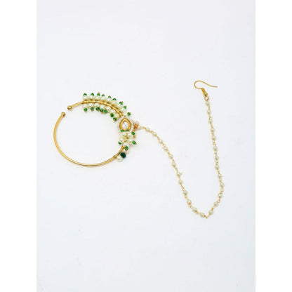 RUBY RAANG STUDIO Ruby Raang Green Tone Maharani Kundan Nose Ring