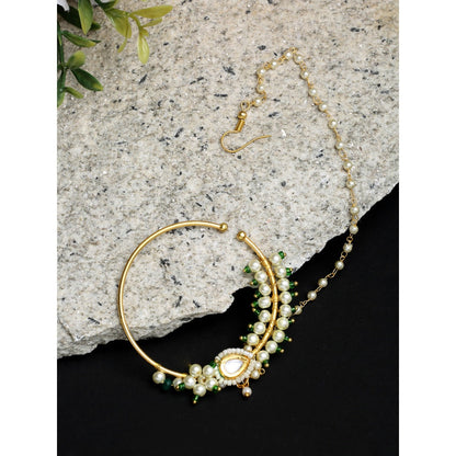 RUBY RAANG STUDIO Ruby Raang Green Tone Maharani Kundan Nose Ring