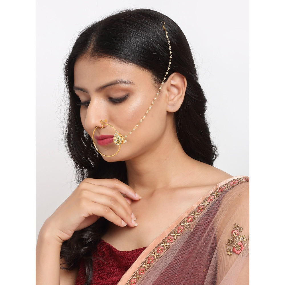 RUBY RAANG STUDIO Ruby Raang Diamond Embellished Kundan Nose Ring