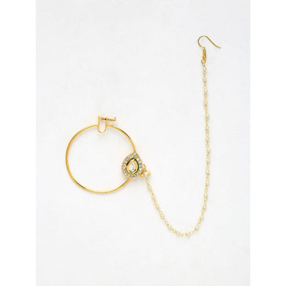 RUBY RAANG STUDIO Ruby Raang Diamond Embellished Kundan Nose Ring