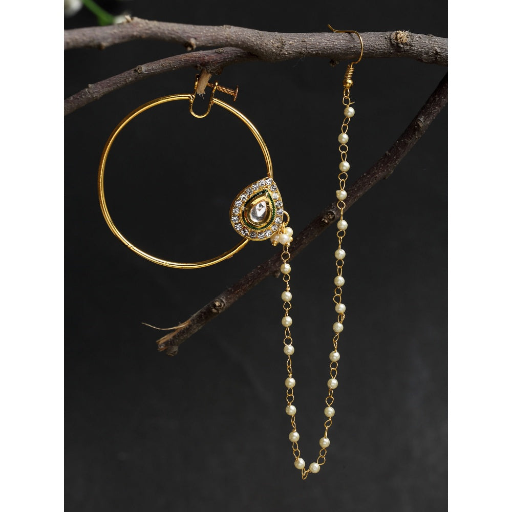 RUBY RAANG STUDIO Ruby Raang Diamond Embellished Kundan Nose Ring