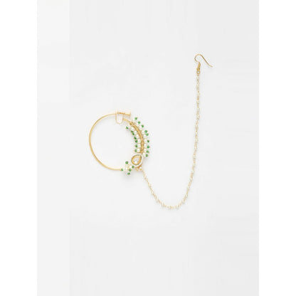 RUBY RAANG STUDIO Ruby Raang Beaded Green Tone Maharani Kundan Nose Ring