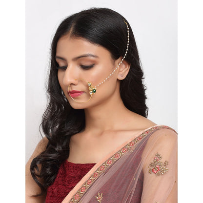 RUBY RAANG STUDIO Ruby Raang Kundan Nose Ring